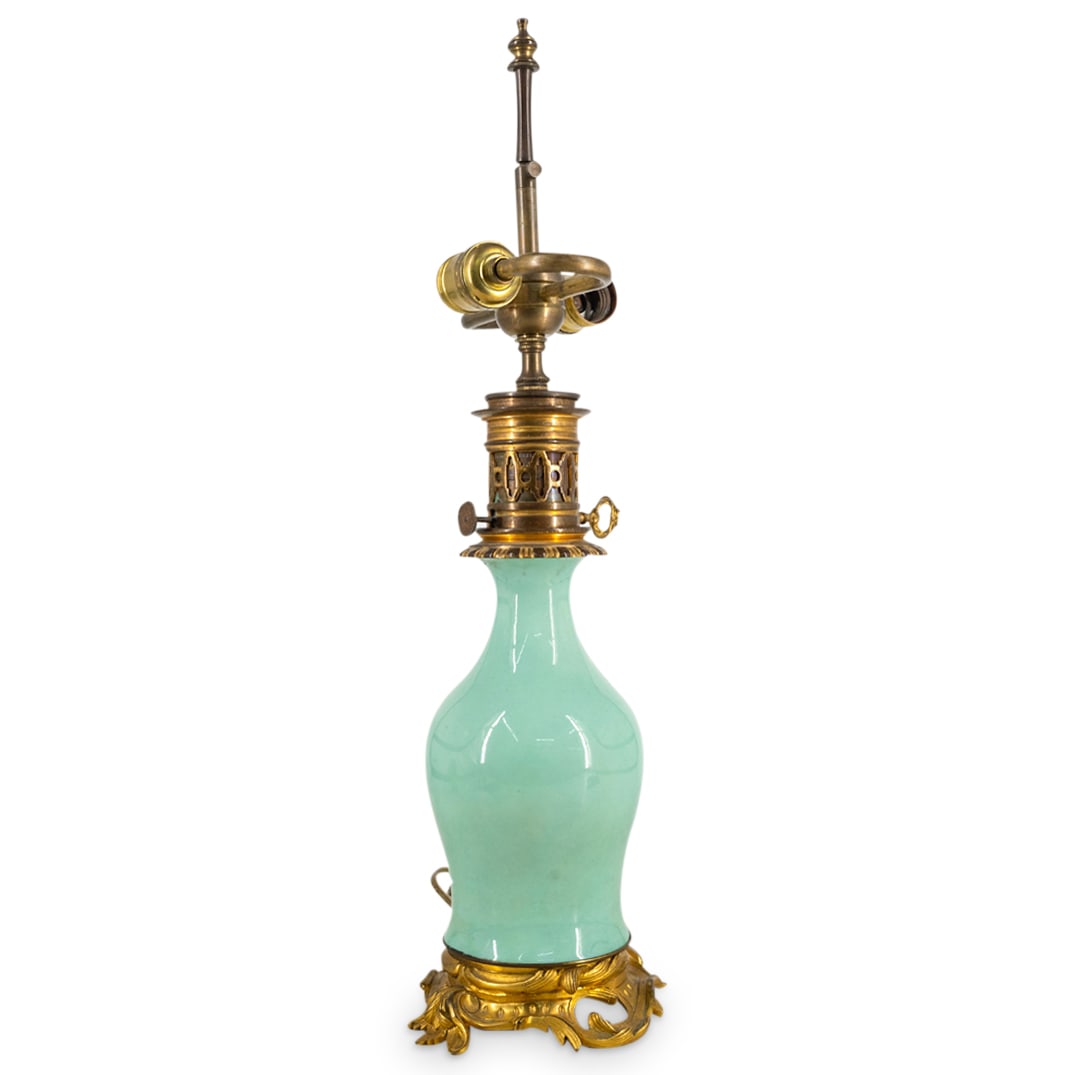 Louis XVI Bronze And Celadon Glaze Vase Lamp (1 of 5)