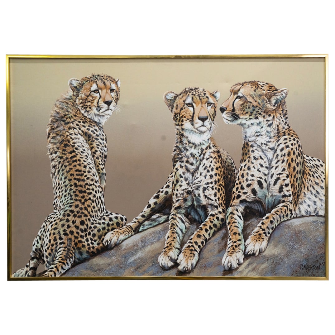 Large Signed Acrylic On Canvas Cheetah Painting (1 of 7)