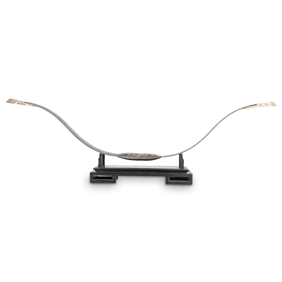 Mughal Islamic Damascened Silver Inlaid Iron Archery Bow (1 of 3)