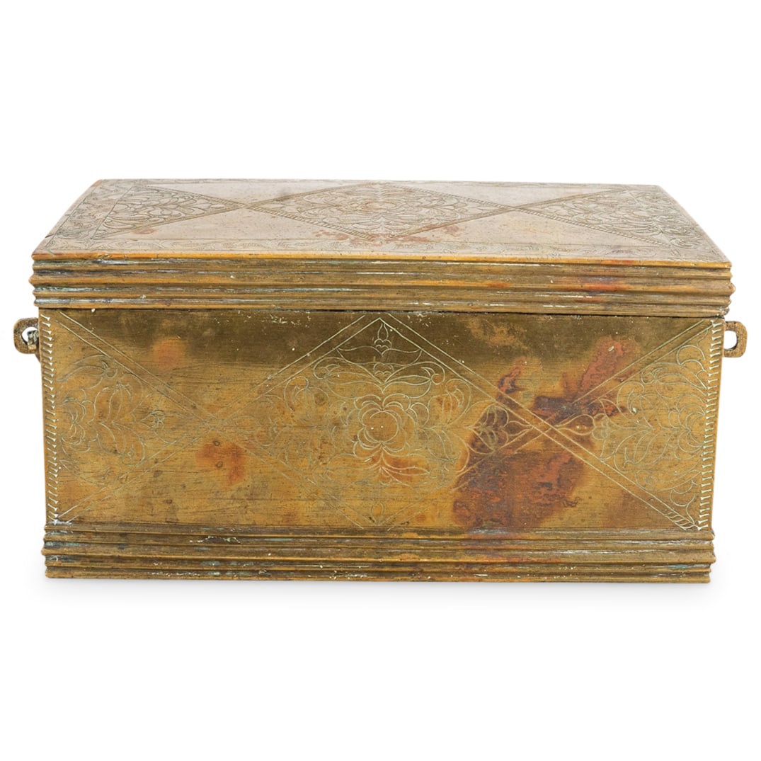 Antique Persian Qajar Bronze Lidded Etched Box (1 of 9)