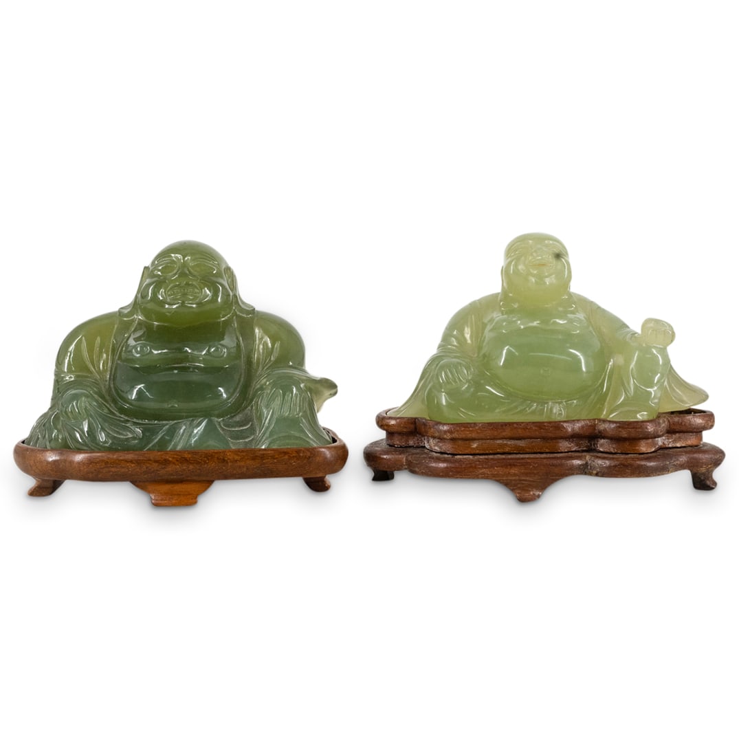 (2 Pc) Antique Chinese Serpentine Jade Budai (1 of 6)