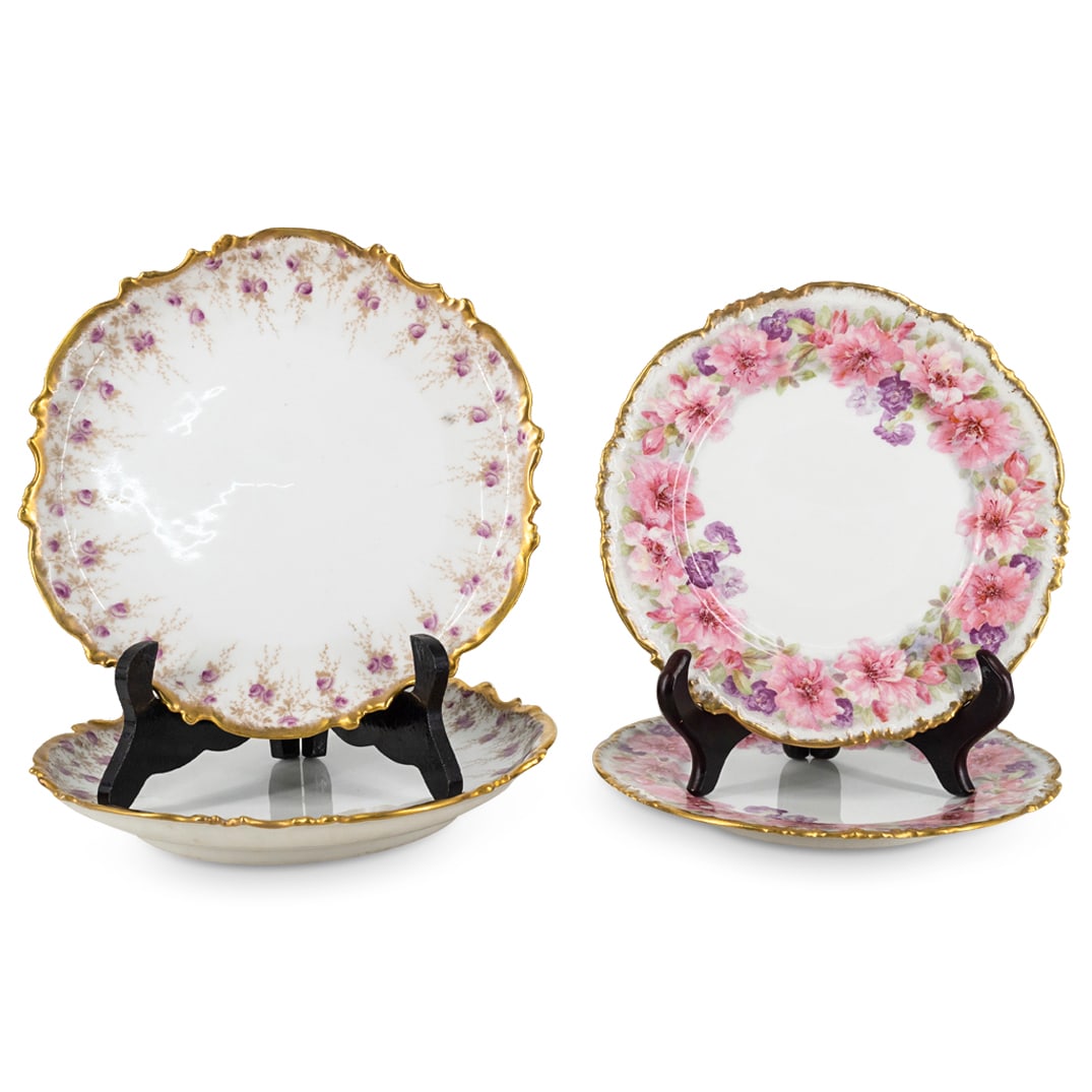 (4 Pcs) Antique Limoges Porcelain Floral Plates Set (1 of 4)