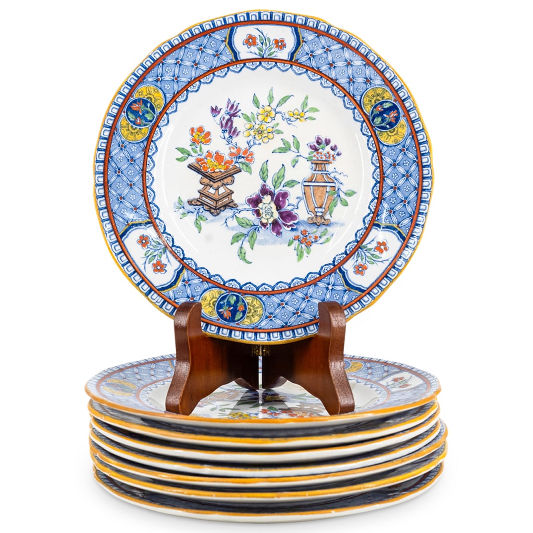 (8 Pc) Antique English Minton Chinoiserie Porcelain Plates (1 of 3)
