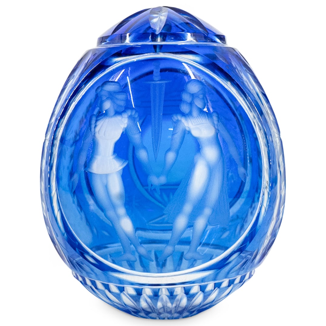 Russian Faberge Style Cut Crystal Egg Paperweight (1 of 2)
