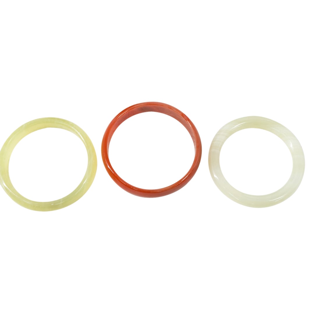 (3 Pc) Agate And Jade Bangles (1 of 3)