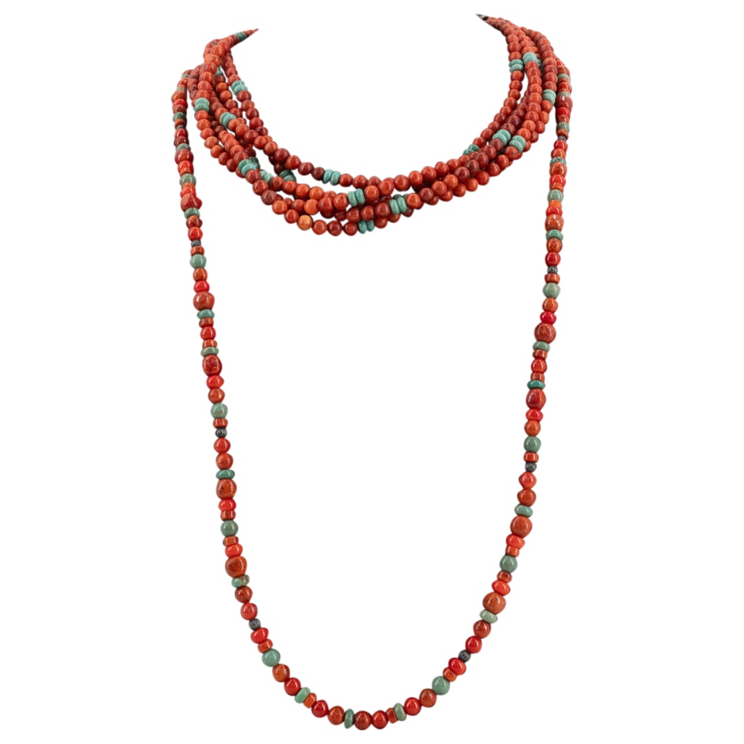 (2 Pc) Coral And Turquoise Necklaces (1 of 4)