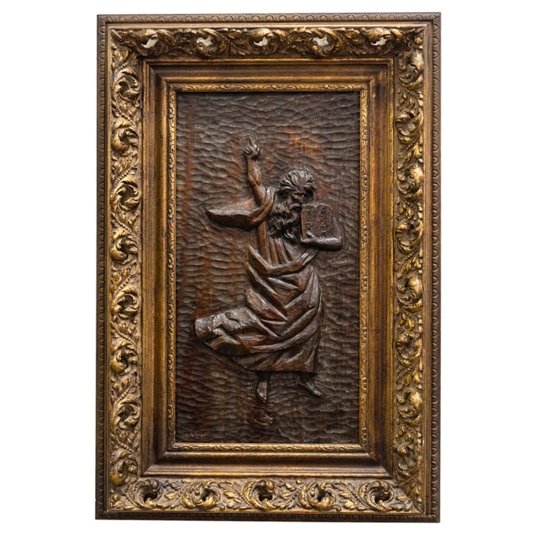 Wooden Relief Moses Plaque (1 of 6)