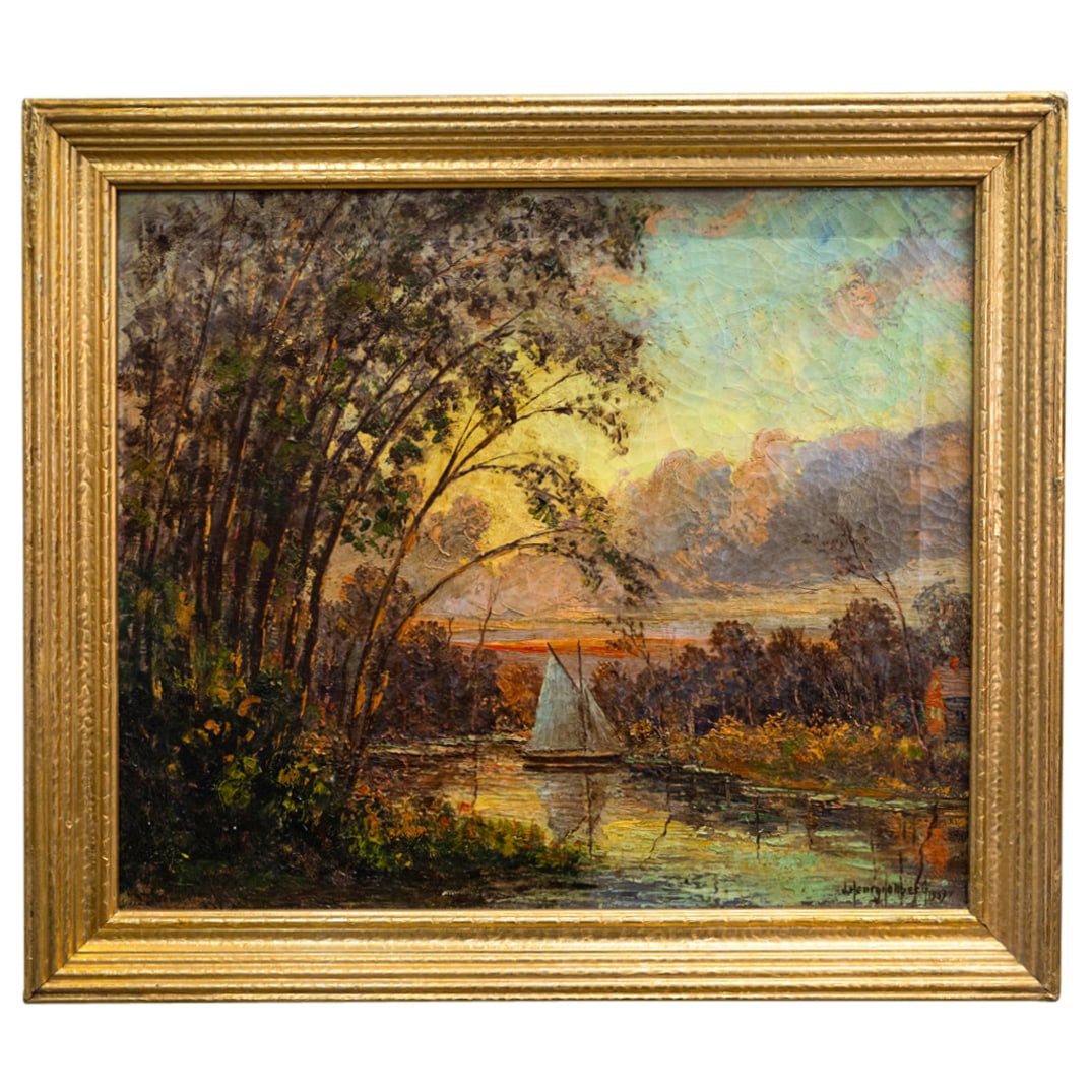 J. Henry Hallberg (American) "Everglades" Oil On Canvas Landscape (1 of 8)