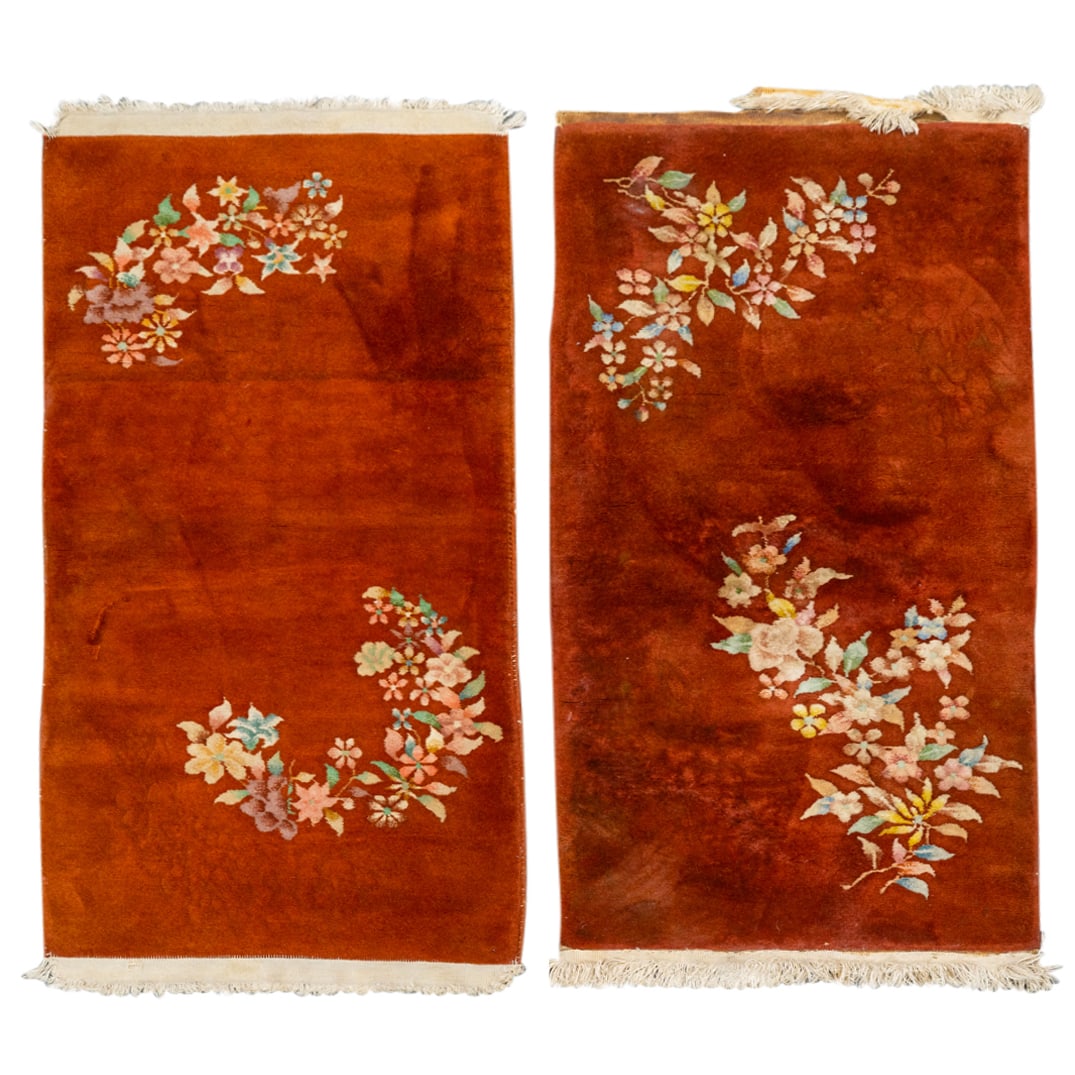 (2 Pc) Vintage Chinese Silk & Wool Rugs (1 of 8)