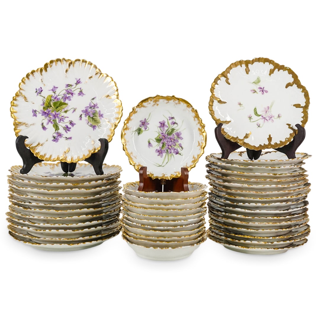 (40 Pc) Antique French Elite Limoges Porcelain Dessert Plates & Bowls Set (1 of 13)