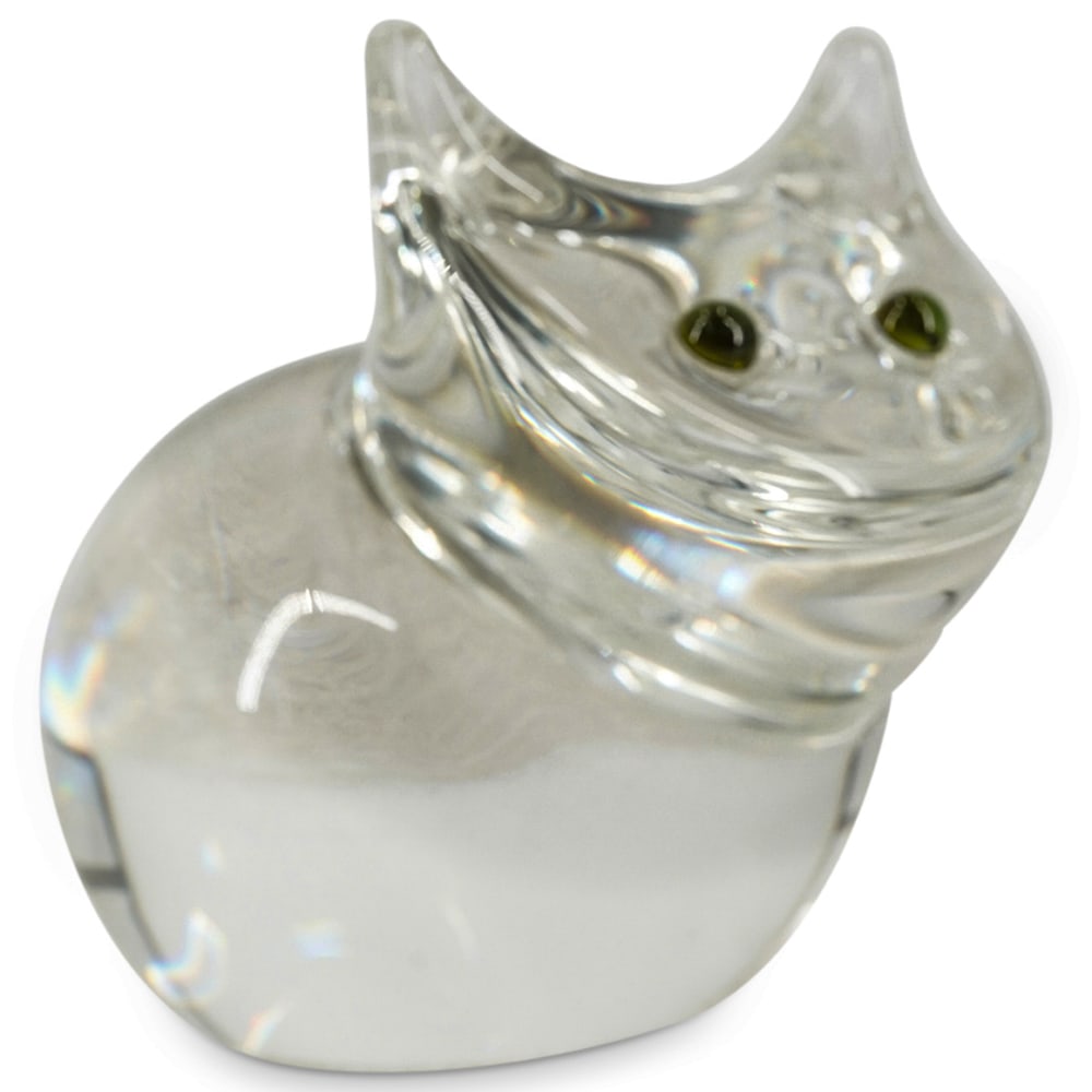Steuben Art Glass Cat W/ Green Colored Glass Eyes (1 of 4)