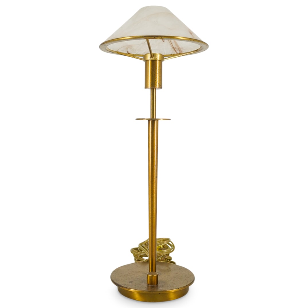 Vintage Holtkoetter Brass & Alabaster Desk Lamp (1 of 4)