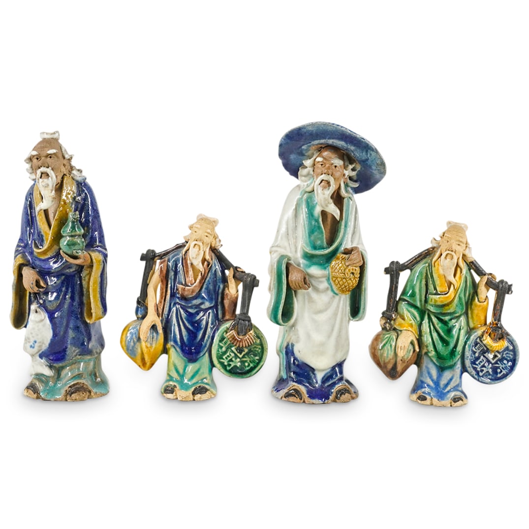 (4 Pc) Antique Chinese Sancai Ceramic Elders (1 of 11)