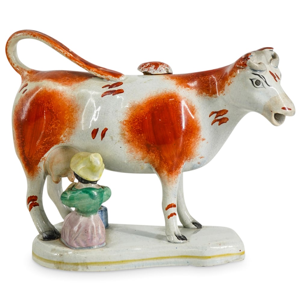 Antique Staffordshire Pottery Cow Creamer (1 of 4)