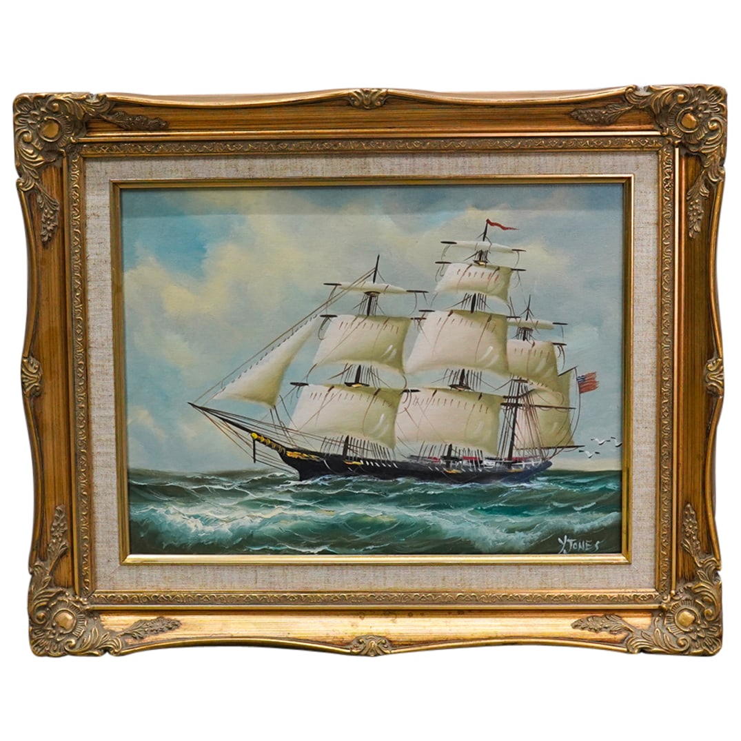 Nautical Ship at Sea Oil on Canvas Painting (1 of 5)