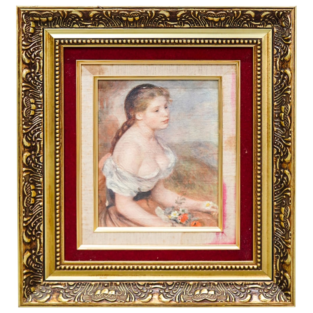 After A. Renoir "Young Girl W/ Daisies" Oil Painting (1 of 5)