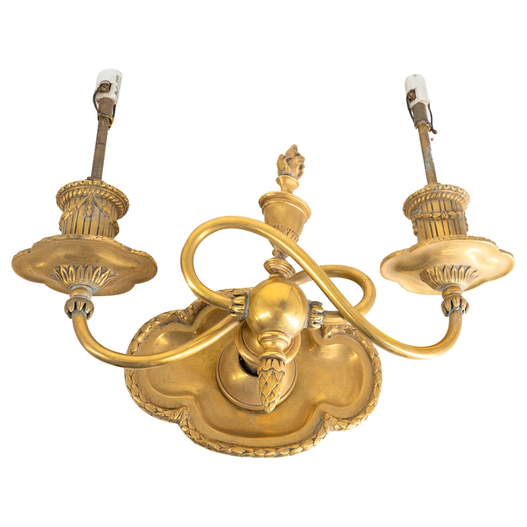 Pair of Gilt Brass Double Arm Wall Sconces (1 of 3)