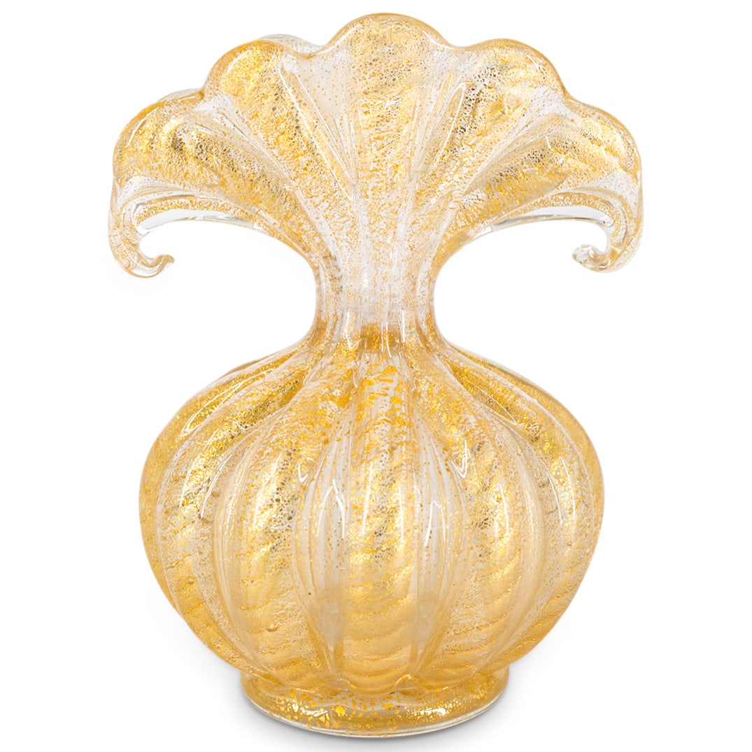 Vintage Barovier Murano Glass Gilt Speckle Vase (1 of 3)
