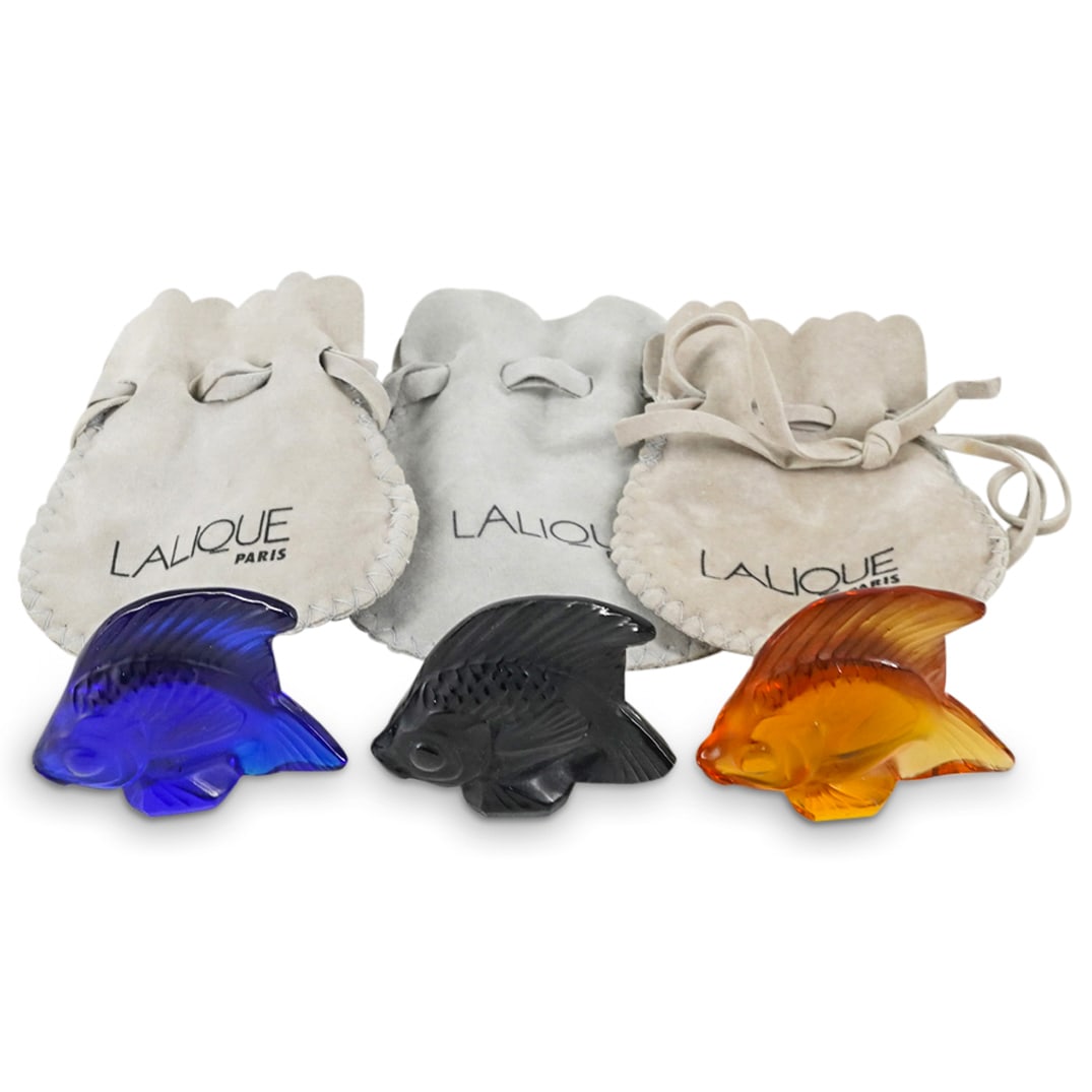 (3 Pc) Lalique Crystal Fish "Poissons" Figurines (1 of 8)
