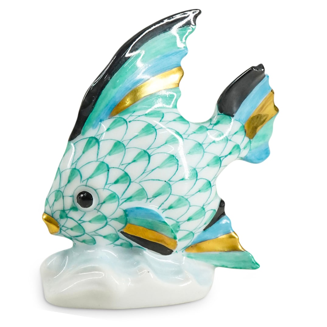 Herend Porcelain "Fish" Green Fishnet Figurine (1 of 3)