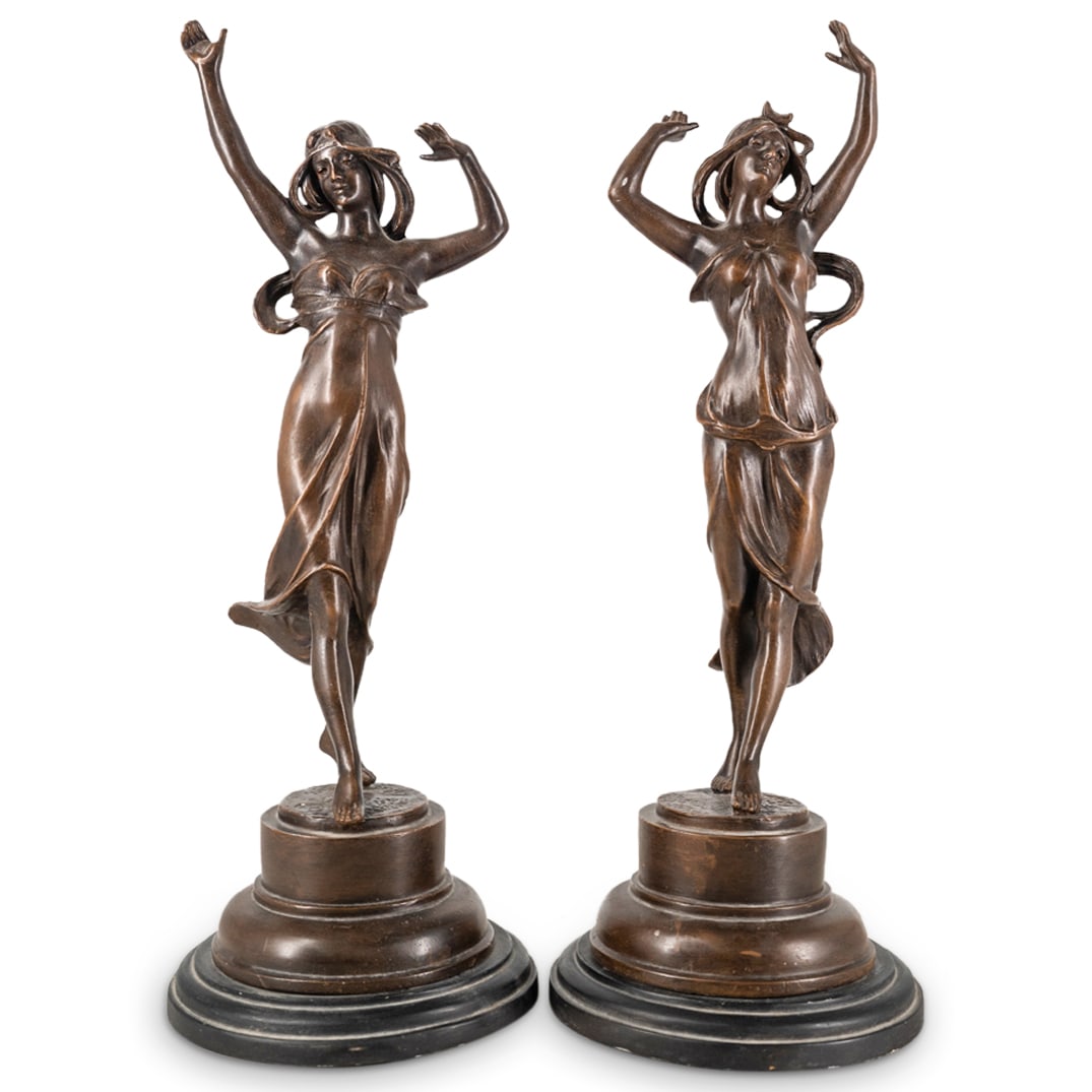 Pair Spelter Sculptures Of Women (1 of 7)