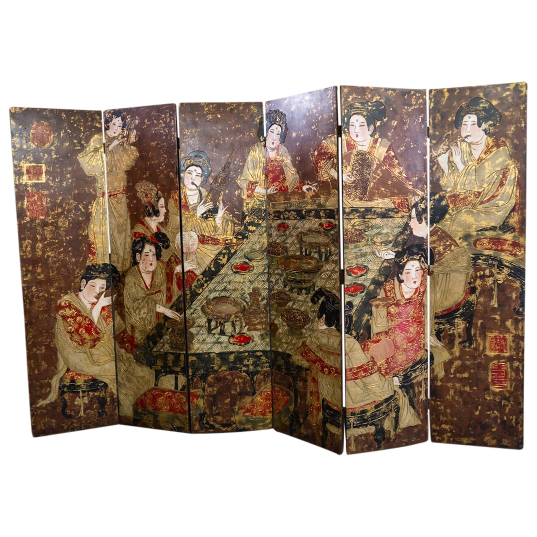 Large Chinese Six Panel Screen (1 of 9)