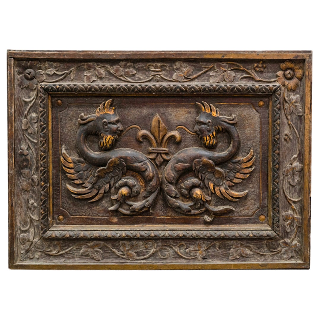 Antique Carved Wood Wall Panel (1 of 3)