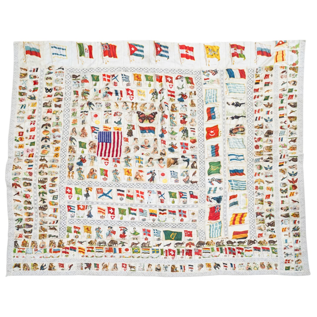 Early 1900s Lace & Silk Tobacco "Premiums" Quilt (1 of 6)