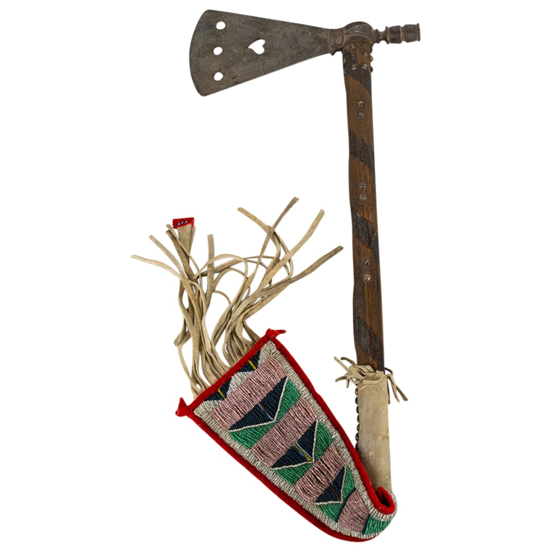 Antique Possib. Crow-Used Pipe Tomahawk W/ Beaded Drop (1 of 5)