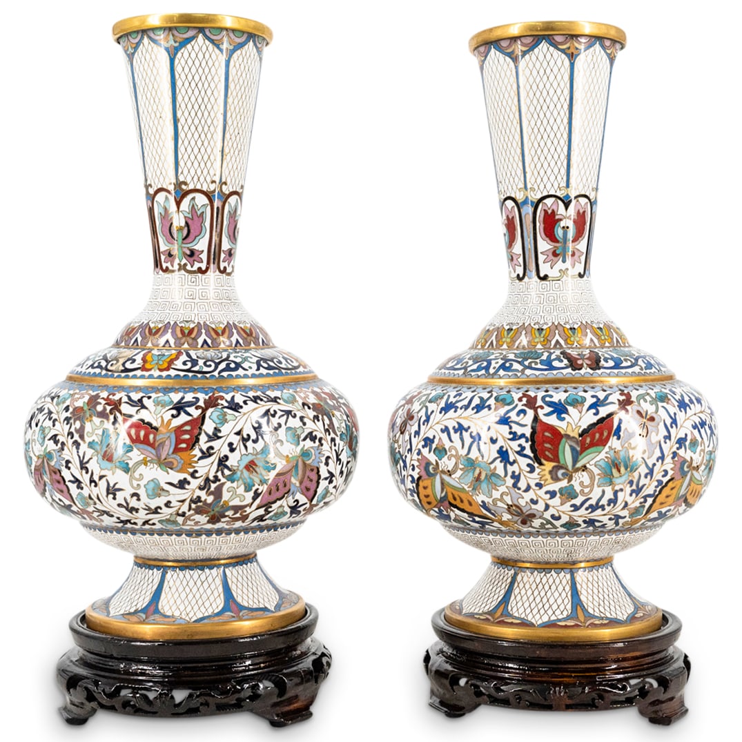 Pair Chinese Cloisonne Vases (1 of 4)