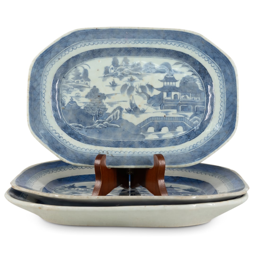 (3 Pc) Antique Canton Porcelain Serving Dishes (1 of 4)