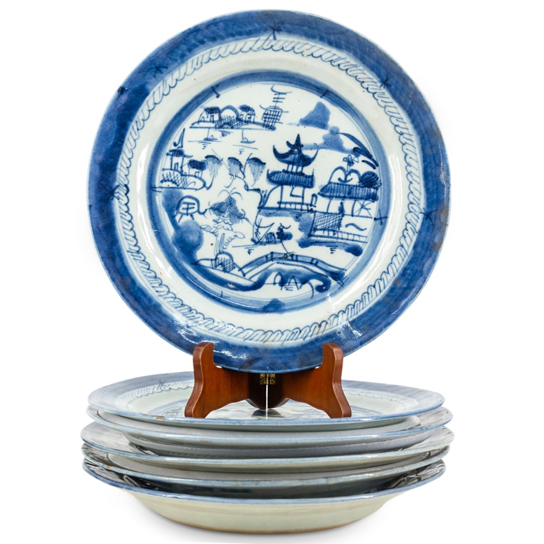 (6 Pc) Antique Canton Porcelain Plates (1 of 2)