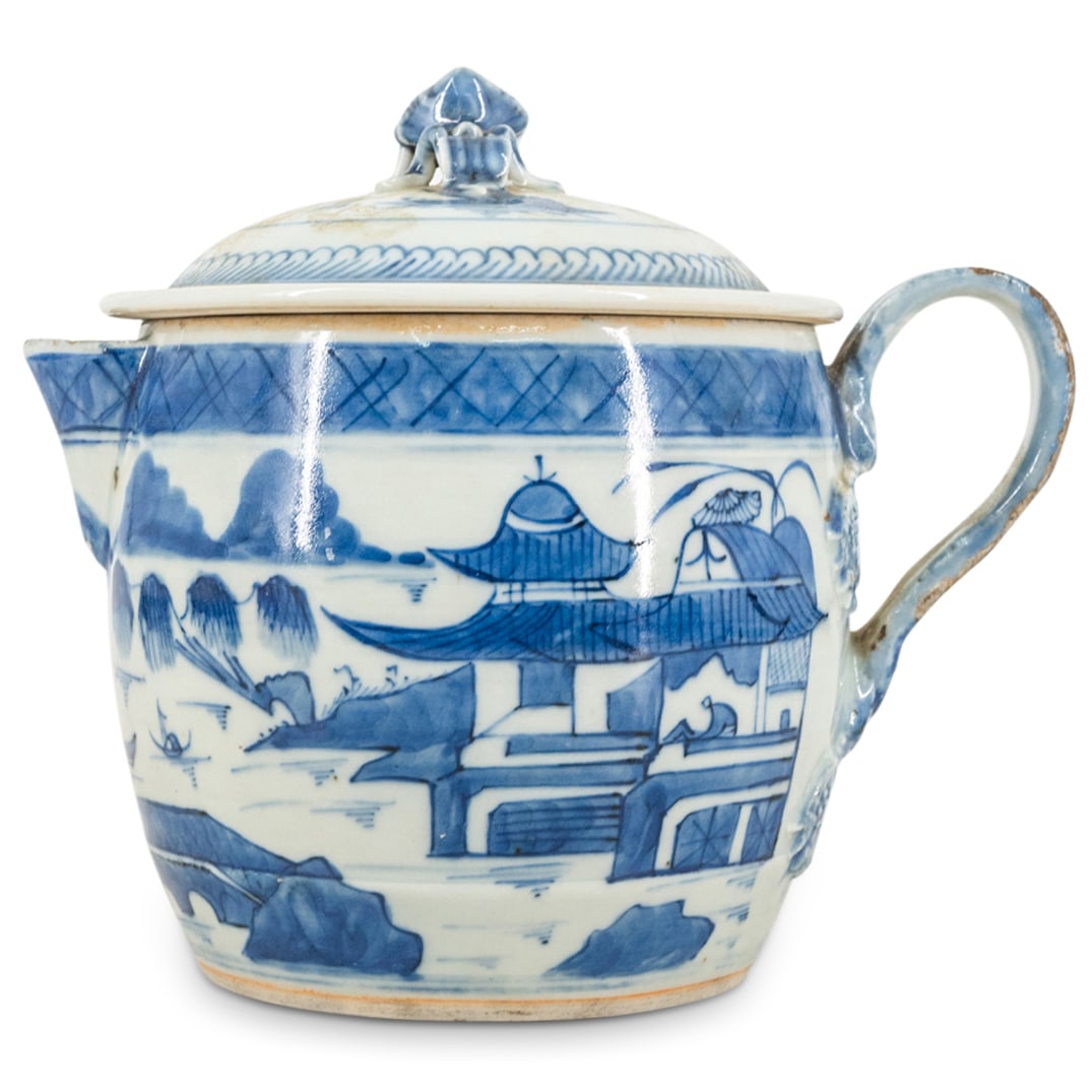 Antique Canton Porcelain Teapot W/ Beast Ornamentation (1 of 1)