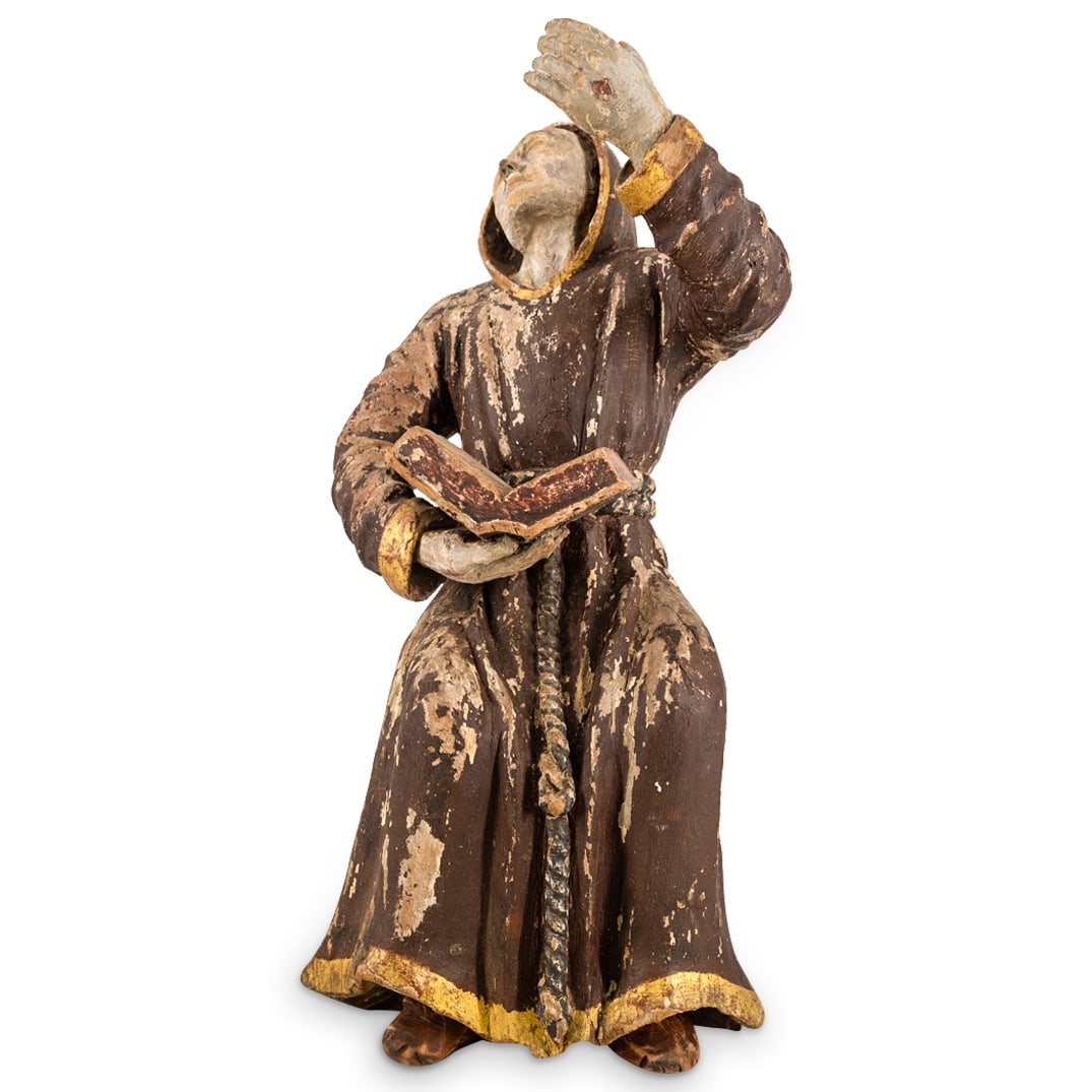 Antique Carved Wooden St. Francis Of Assisi Statue (1 of 6)