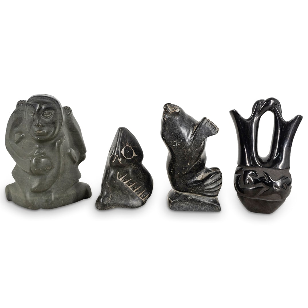 (4 Pc) North American Tribal Carved Sculptures (1 of 12)