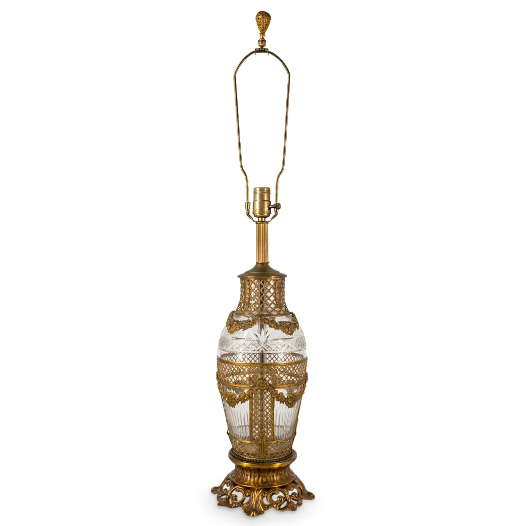 Baccarat Style Brass Mounted Crystal Lamp (1 of 6)