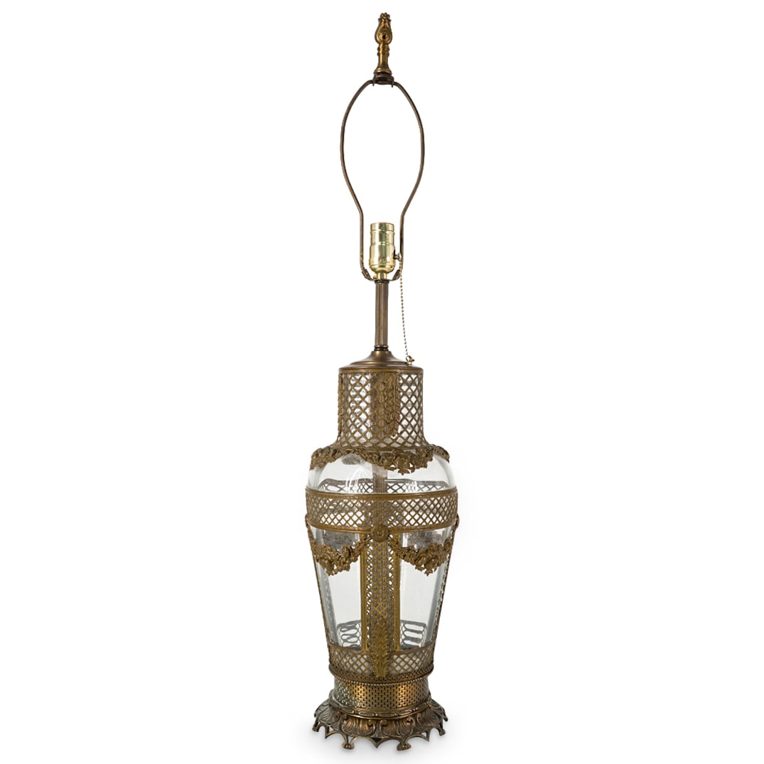 Baccarat Style Bronze Mounted Crystal Lamp (1 of 6)