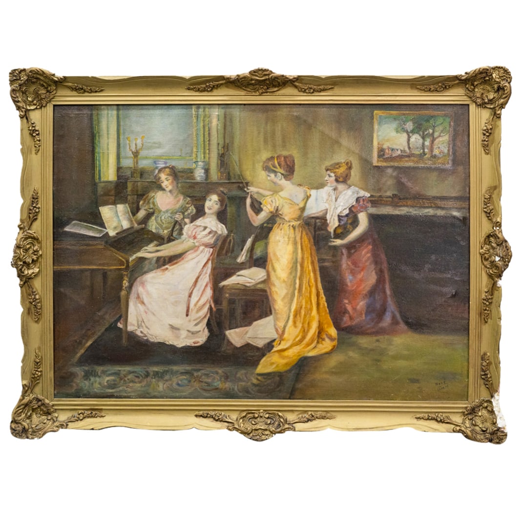 Signed Female Musicians Oil On Canvas (1 of 6)