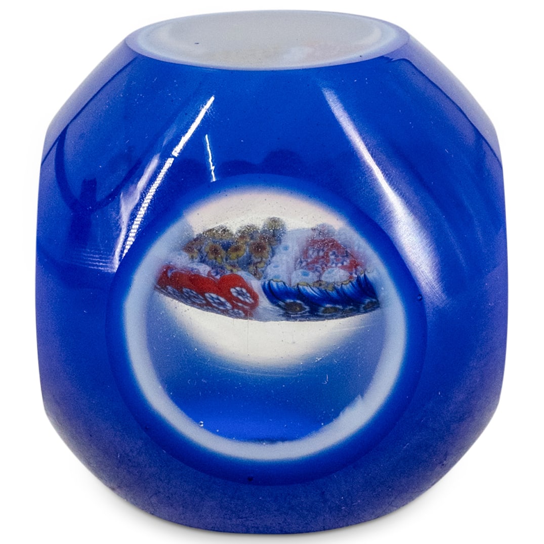 Art Glass Faceted Close Millefiori Paperweight (1 of 3)