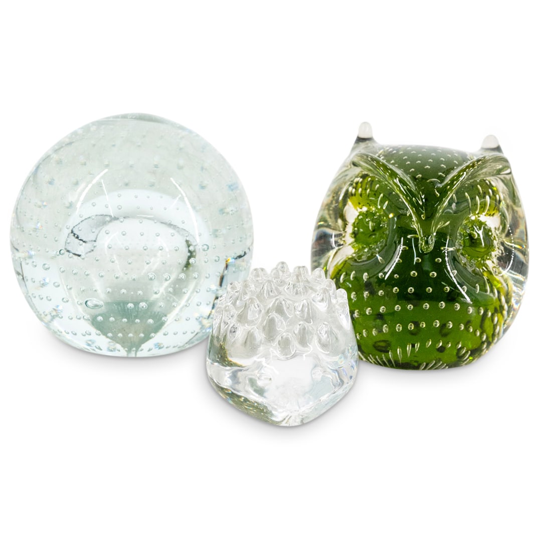 (3 Pc) Art Glass Paperweights (1 of 7)