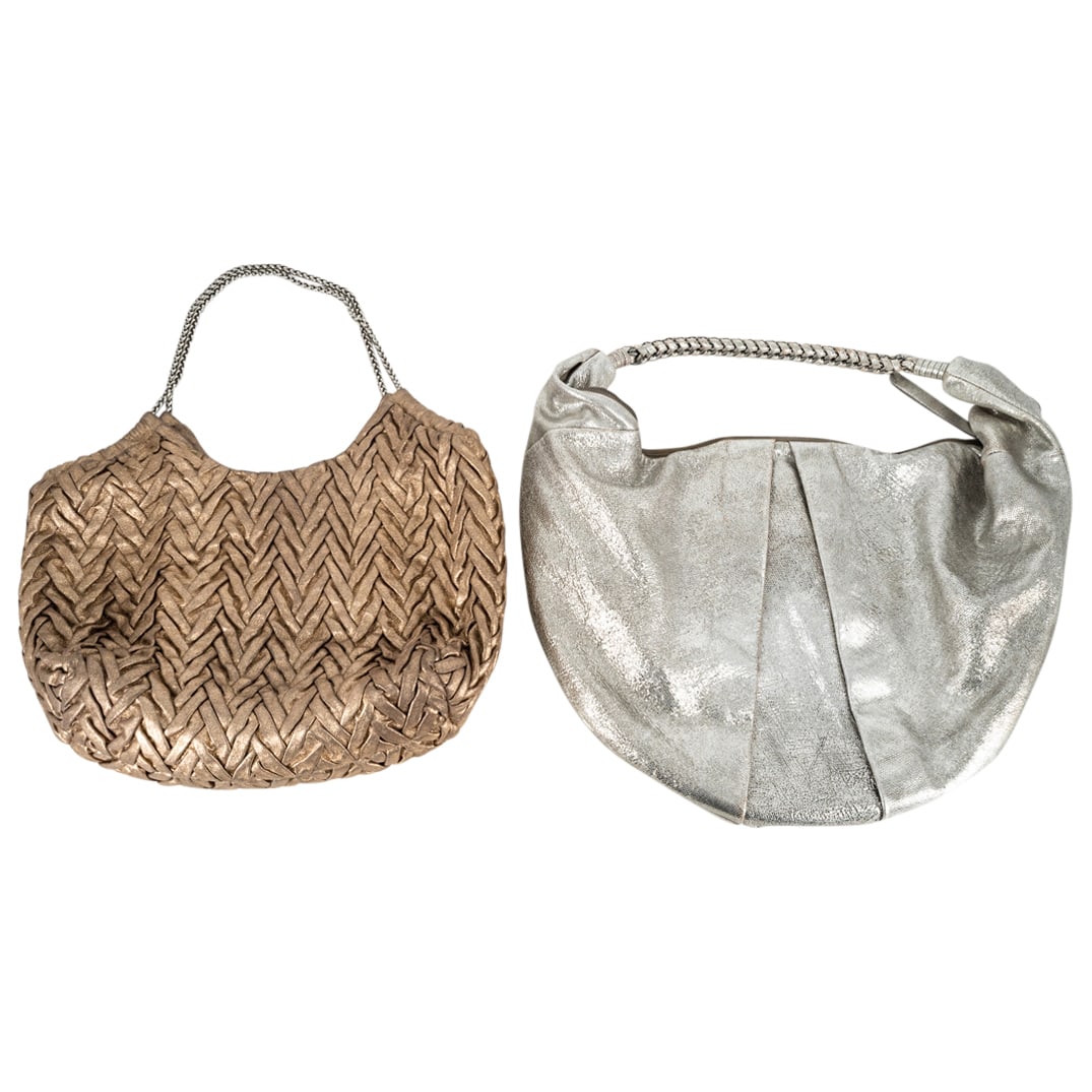 (2 Pc) Elie Tahari XL Metallic Leather Designer Bags (1 of 10)