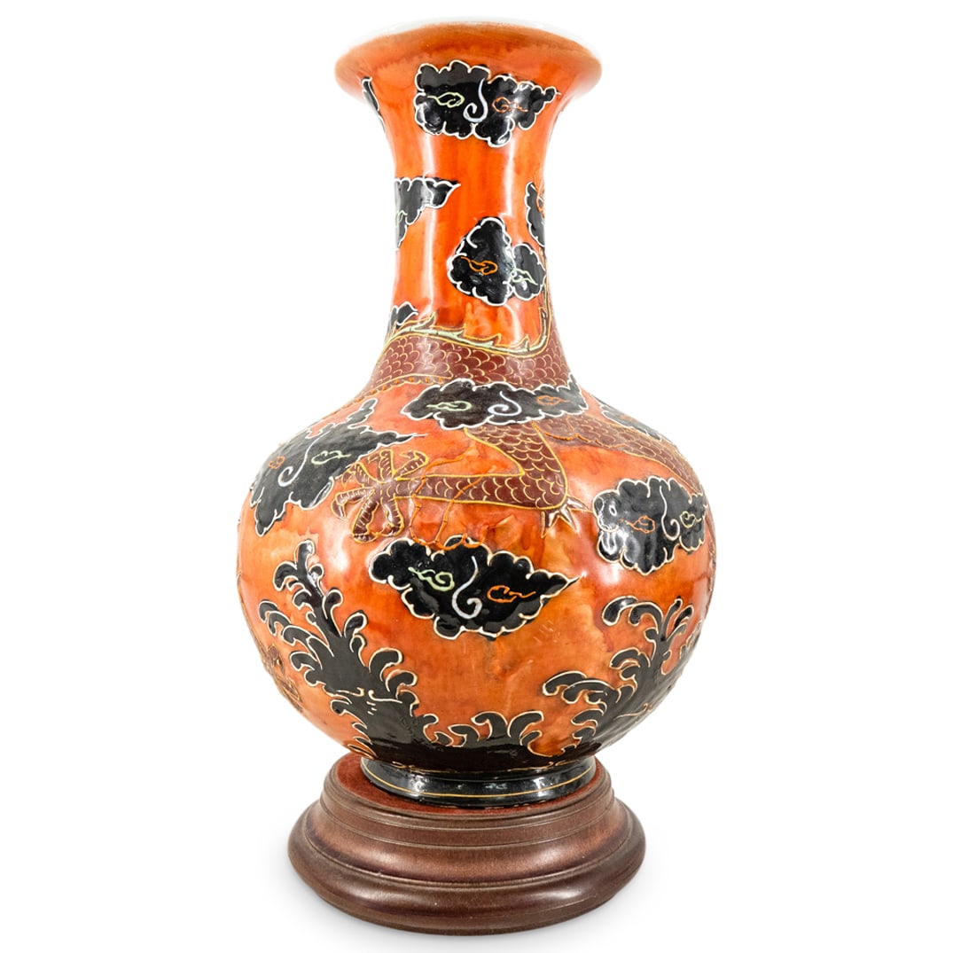 Japanese Iron Red Porcelain Dragon Vase (1 of 4)