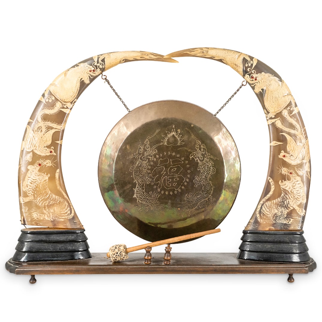 Vintage Chinese Carved Horn Gong (1 of 5)