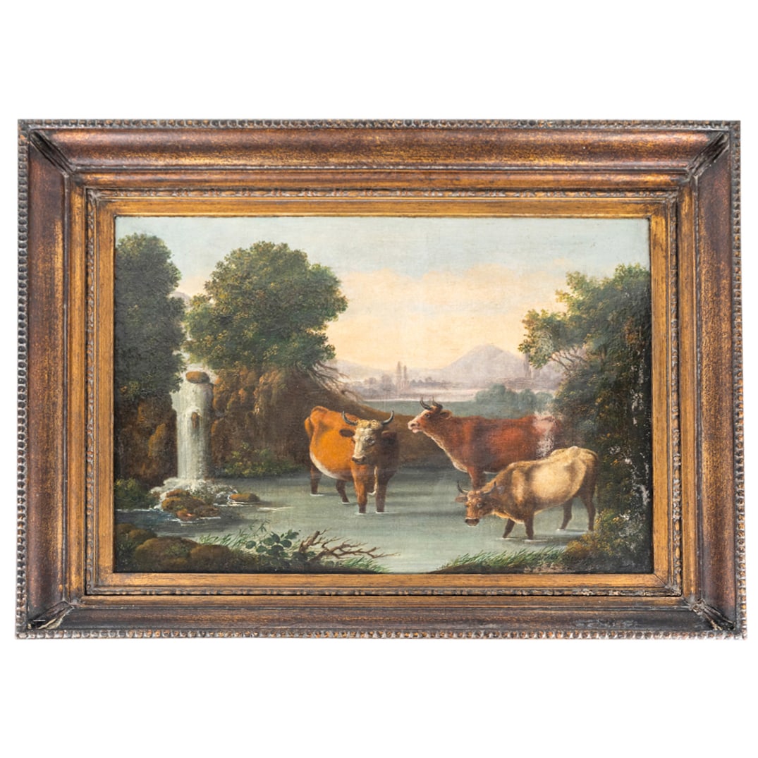 Signed Oil On Canvas Landscape W/ Cattle (1 of 5)