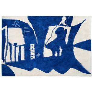 Pablo Picasso (Spanish, 1881-1973) Woven Wool Tapestry: DESCRIPTION: Picasso woven wool tapestry, featuring the image of Ombres, Embroidered "Picasso" at underside edge. CIRCA: 1960s ORIGIN: France DIMENSIONS: L: 91" x W: 72" - CONDITION: Great condition.