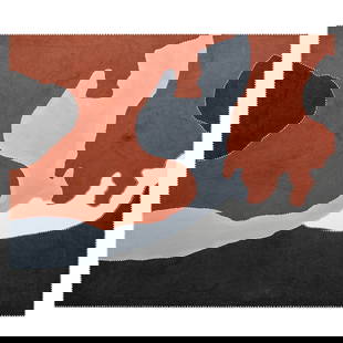 Rusty Peters (Australia, b. 1935–2020) Natural Ochre on Canvas Painting: DESCRIPTION: Rusty Peters (Australia, b. 1935-2020) Aboriginal, Natural ochre on Belgian linen painting featuring abstract grey, black, white and rust pigments, signed at verso: "R.P. 2008, Rusty Pete