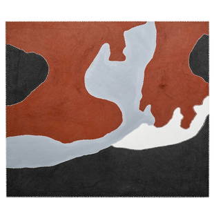 Rusty Peters (Australia, b. 1935 - 2020) Natural Ochre on Canvas Painting: DESCRIPTION: Rusty Peters (Australia, b. 1935-2020) Aboriginal, Natural ochre on Belgian linen painting featuring abstract grey, black, white and rust pigments, signed at verso: "R.P. 2008, Rusty Pete