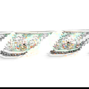 Pair Of Large Chinese Porcelain Octagonal Planters: DESCRIPTION: Two matching porcelain planters, each crafted in an octagonal form and decorated on each side with scenes of birds among flowers and foliage and on the lip with auspicious and scholarly o