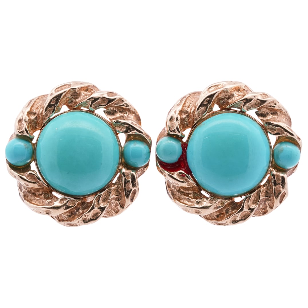 Vintage 14k Gold and Turquoise Earrings (1 of 3)