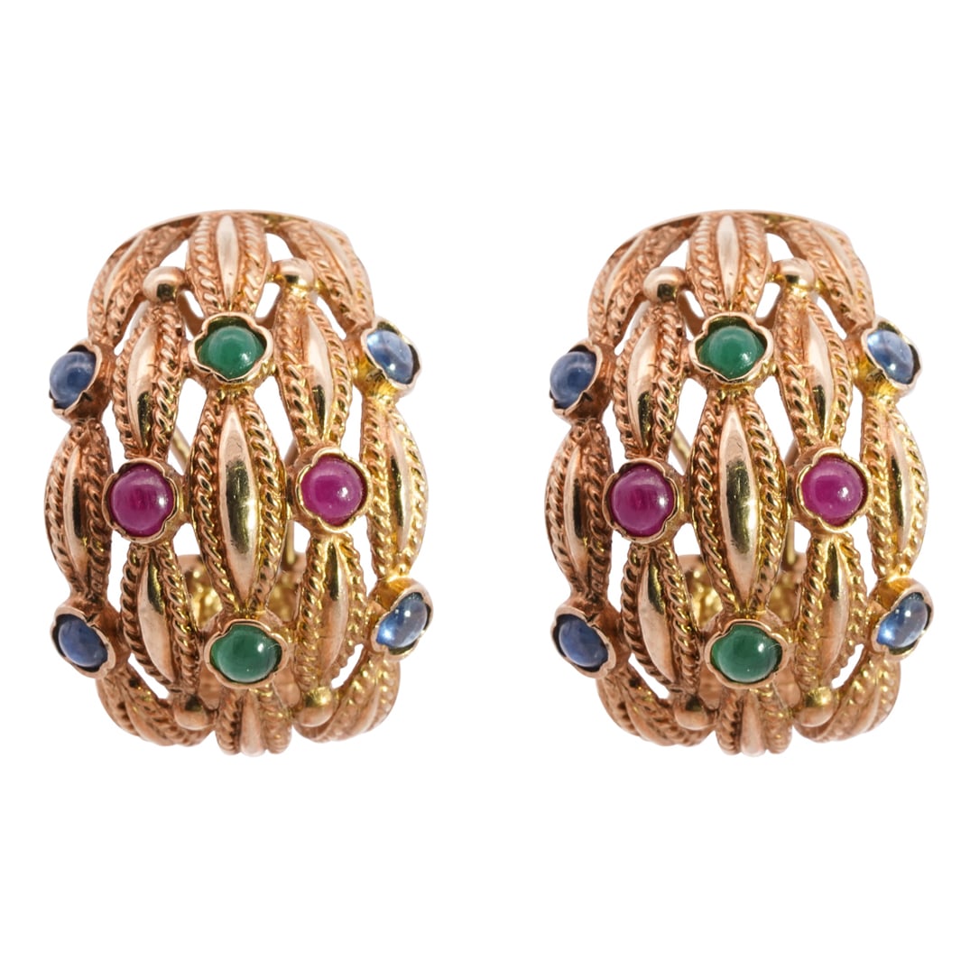 Vintage 14k Gold and Semi Precious Stone Earrings (1 of 4)